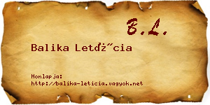 Balika Letícia névjegykártya